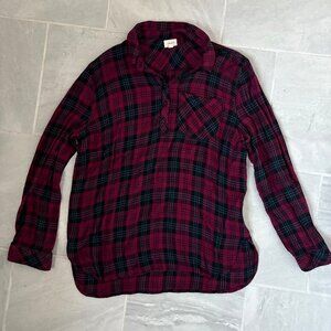 id:23 plaid henley shirt / flannel
